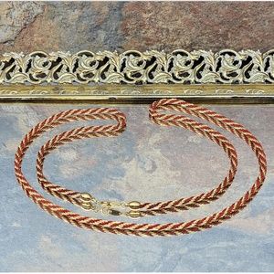Vintage Trifari Red and Gold Rope Chain Necklace